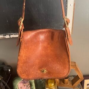 VINTAGE Coach made in NYC camel crossbody handbag